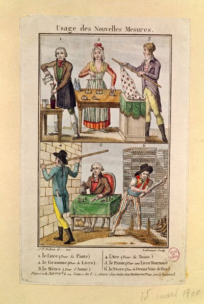 Use of the New Measures, engraved by Labrousse, 1795 by J.P. Delion
